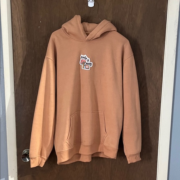 Tan Hoodie with Embroidered Logo - Picture 1 of 2